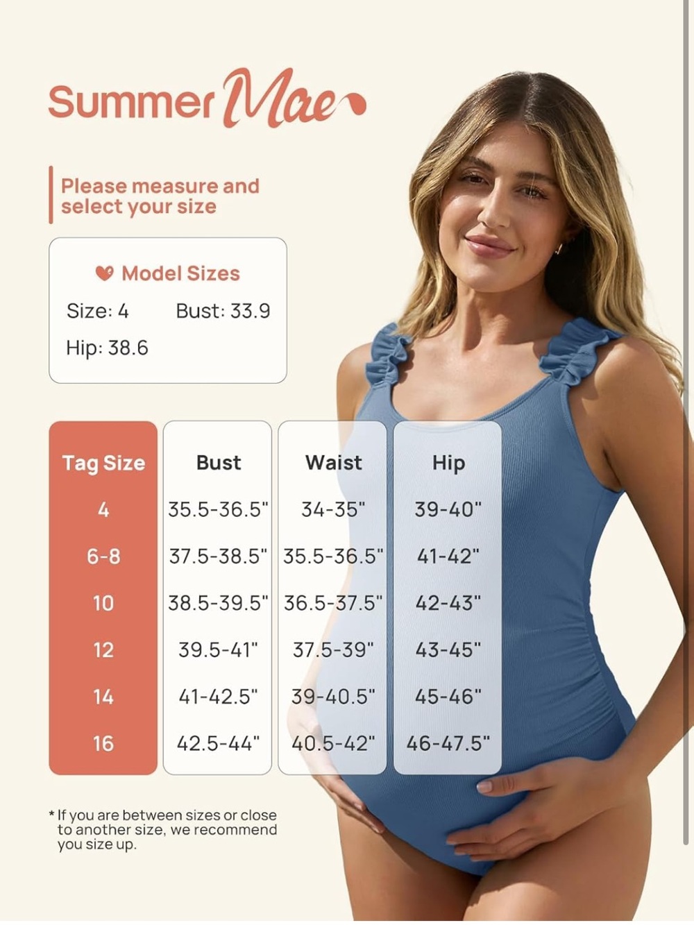 Ribbed Maternity One Piece Swimsuit Ruffle Wood Ear Bathing Suit 10. 2227/bb4-1 - Picture 6 of 8
